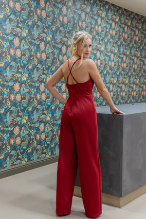 In Style Jumpsuit - Bordeaux Red