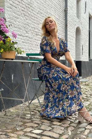 Daydream Maxi Dress - Navy & Taupe