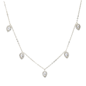 Droplet Necklace - Silver Zirconia