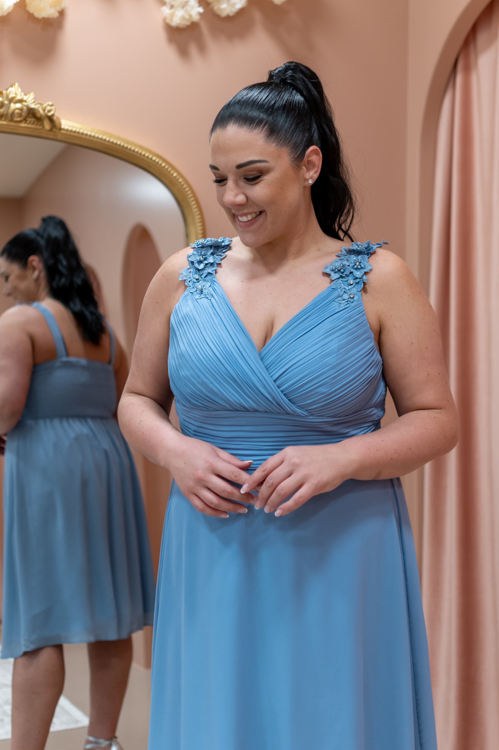 Pretty Bouquet Dress - Pastel Blue Queen Size