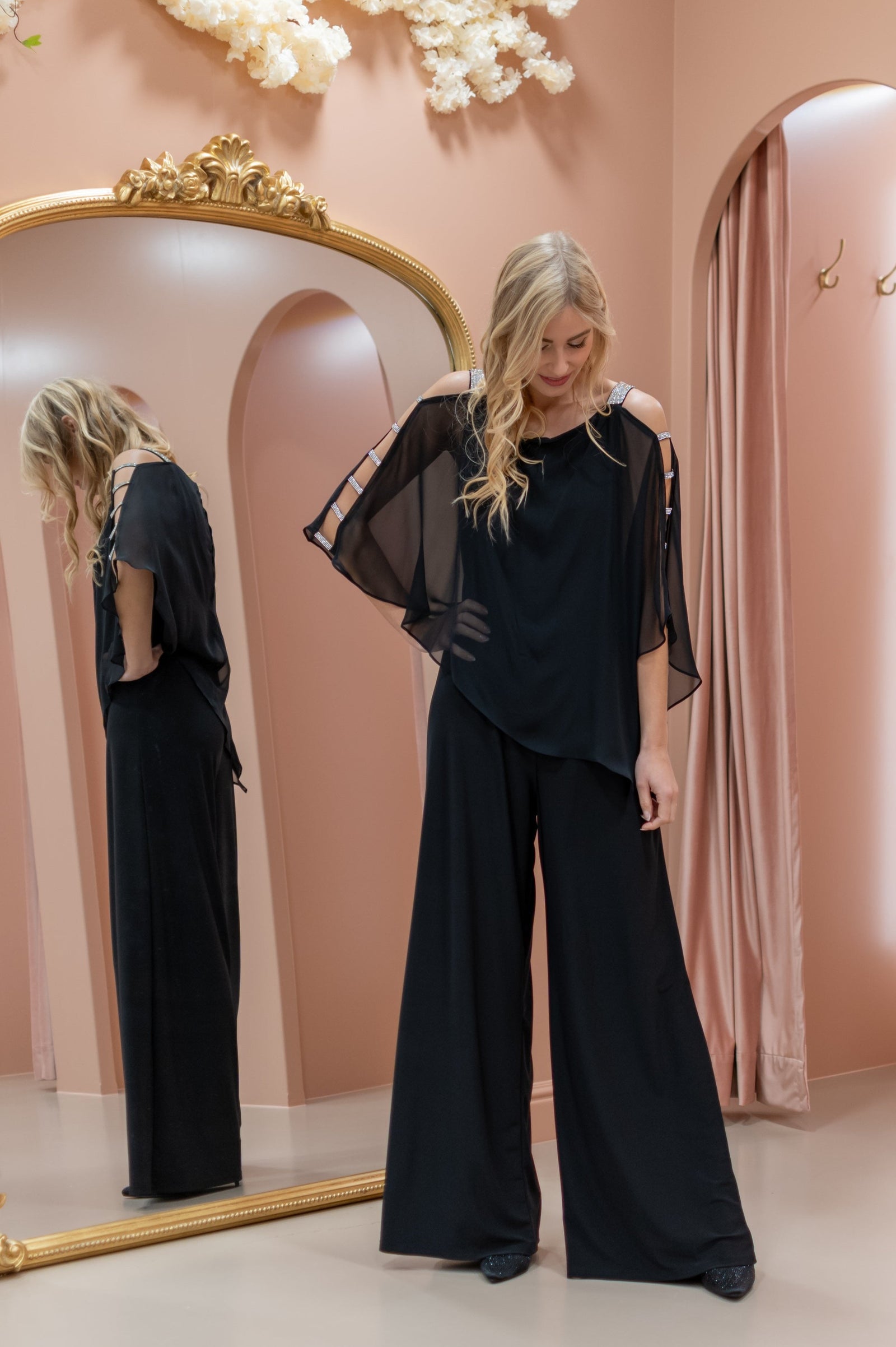 Flatter Me Pant Set - Silver & Black