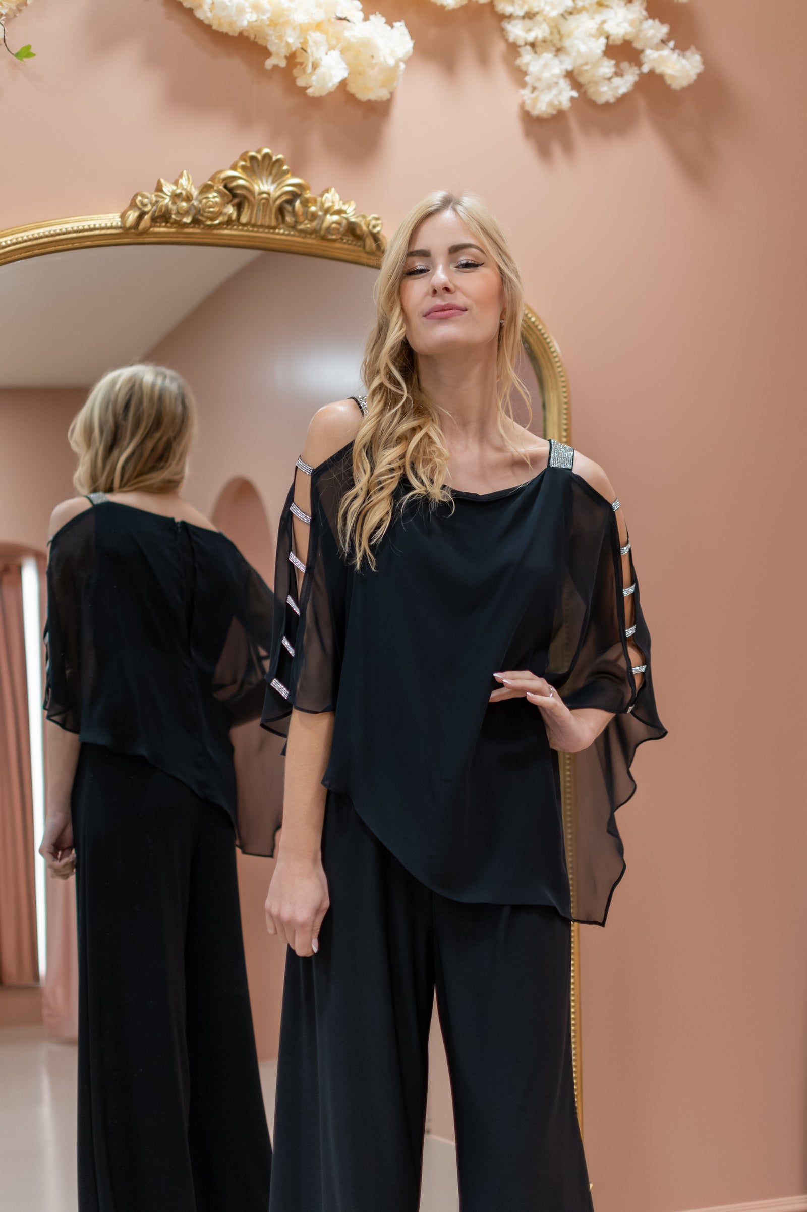 Flatter Me Pant Set - Silver & Black