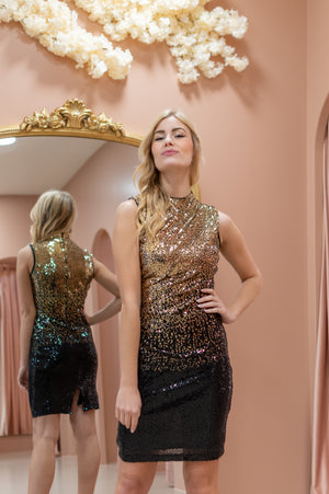 Ombré Dress - Gold & Black