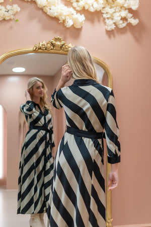 Perfect Stripe Dress - Black & Sand