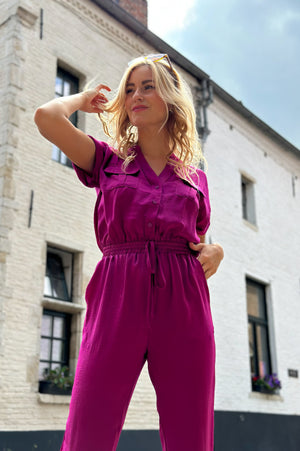 Boss Girl Jumpsuit - Hot Pink/ Mauve