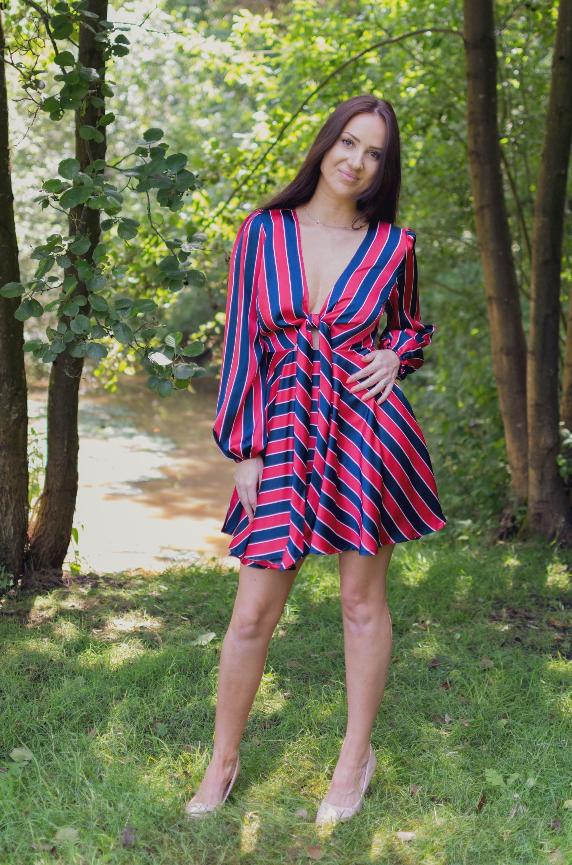 College Dress - Navy & Red