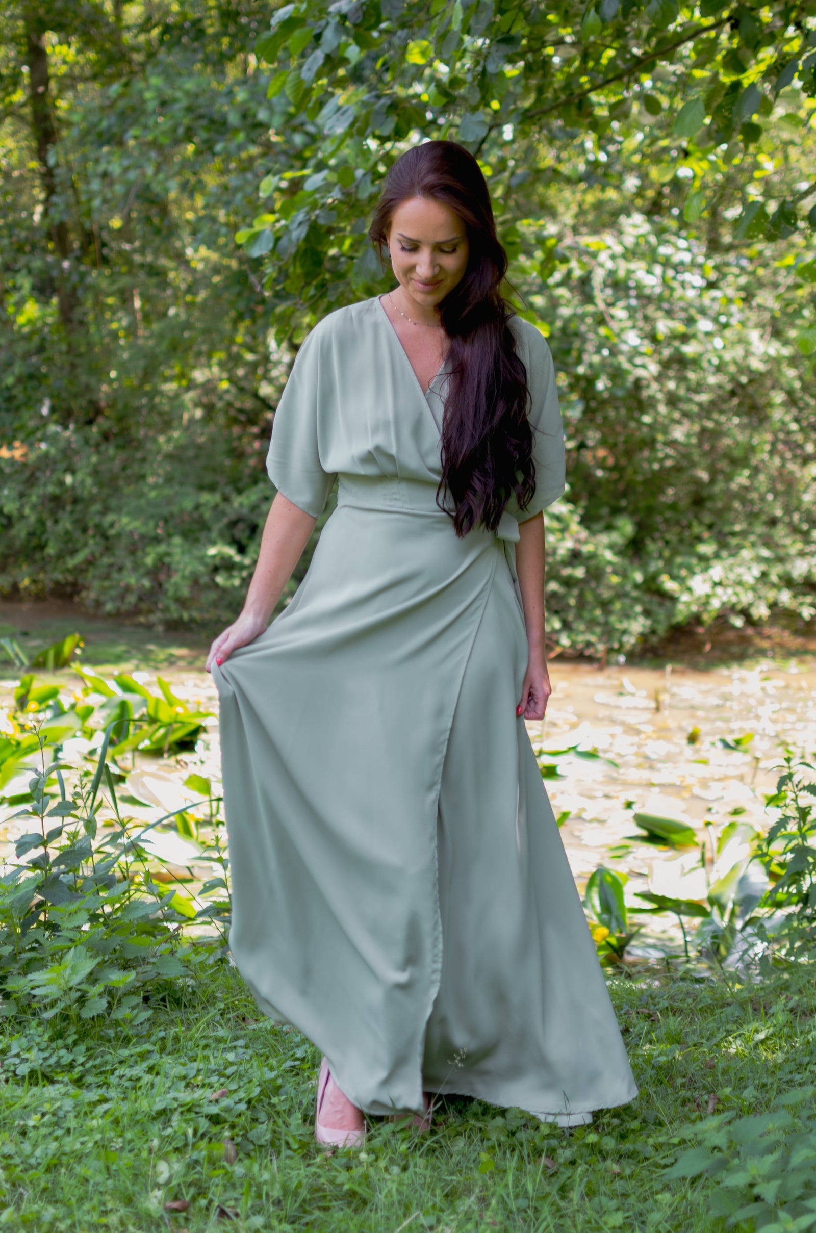Ladylike Maxi Dress - Sage Green