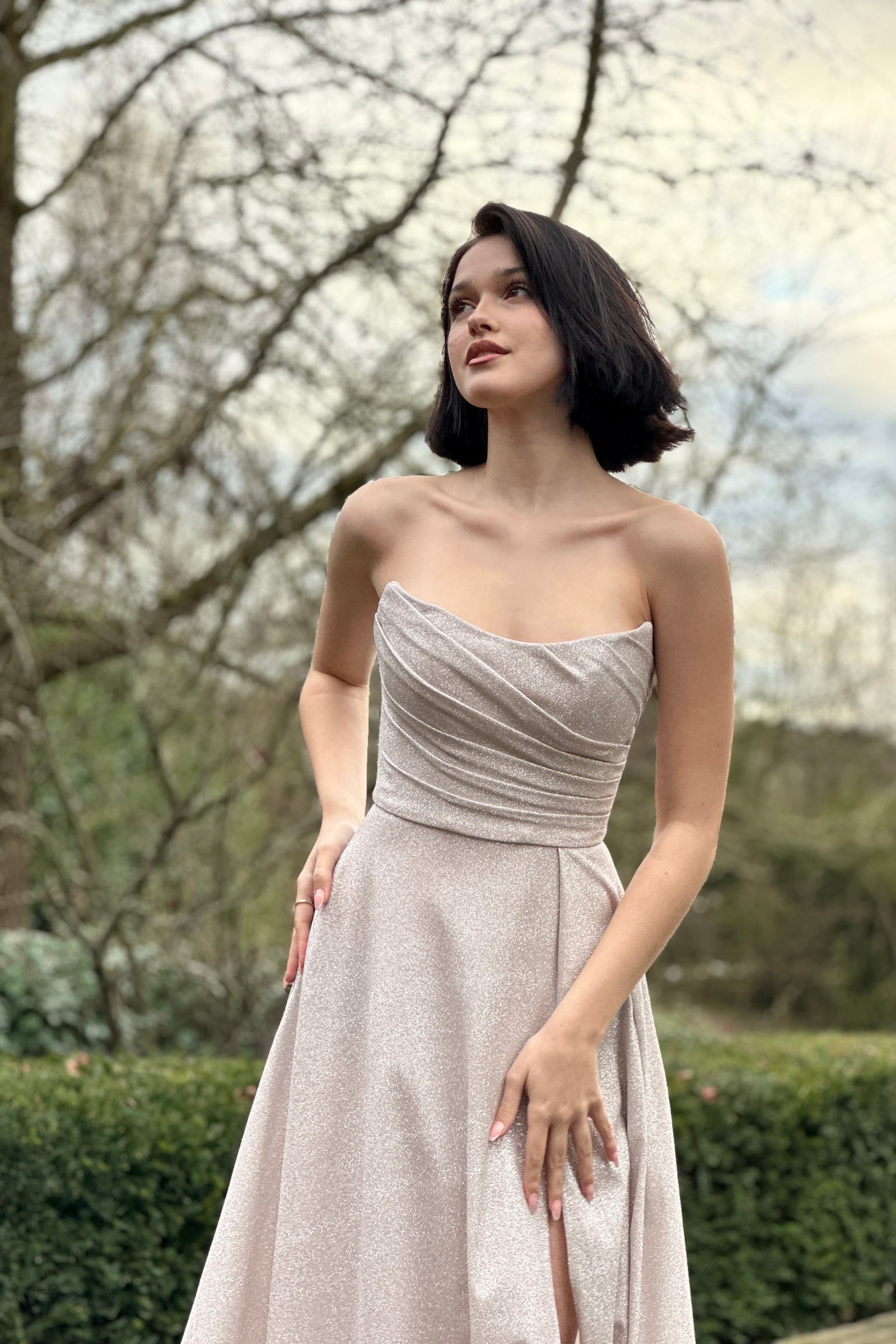 Glimmer Dress - Sparkling Pale Gold