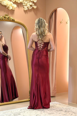 Grace Dress - Bordeaux Red
