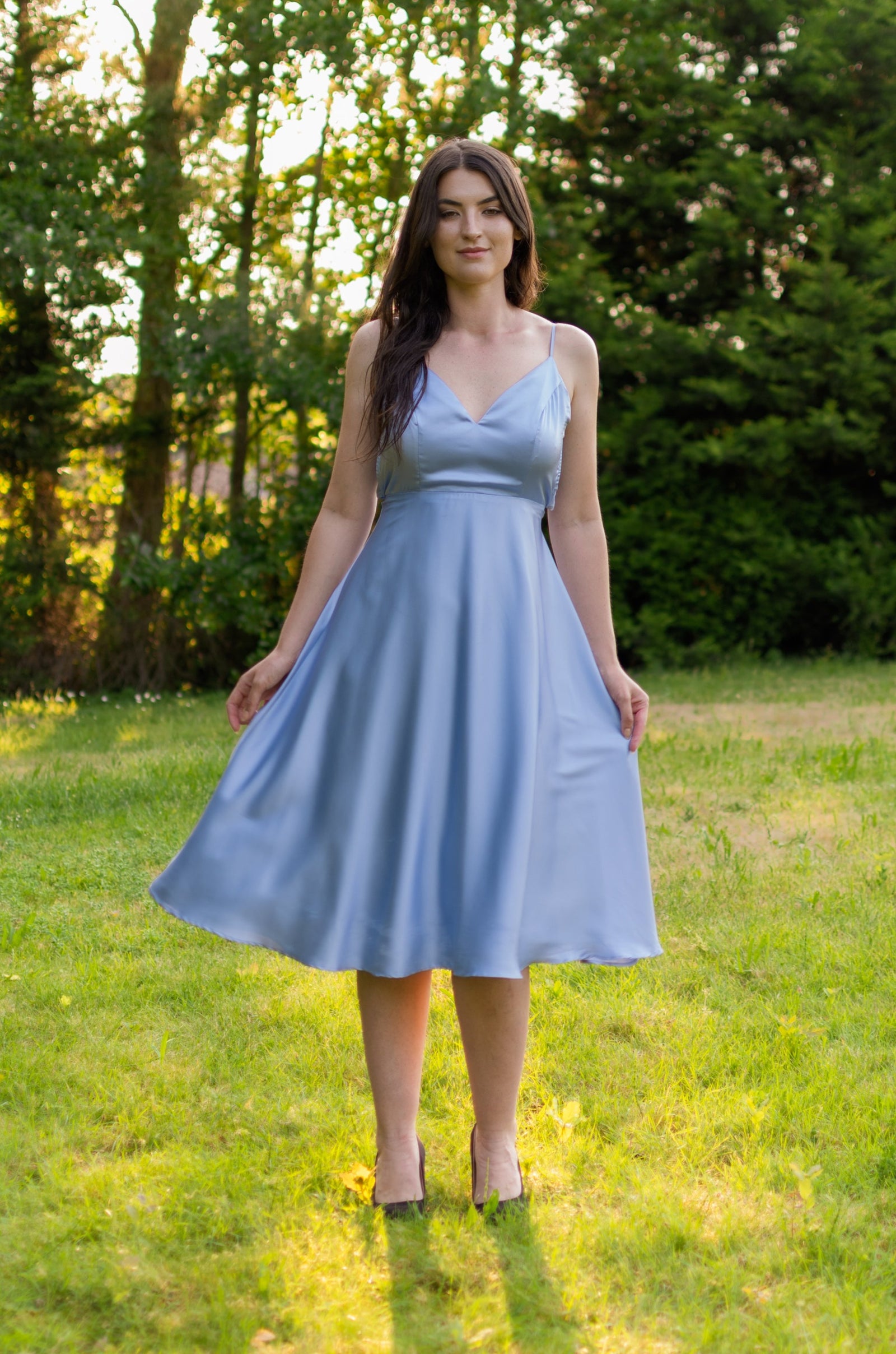 Take A Bow Dress - Pastel Blue