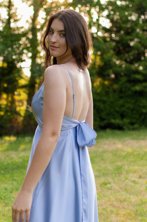 Take A Bow Dress - Pastel Blue