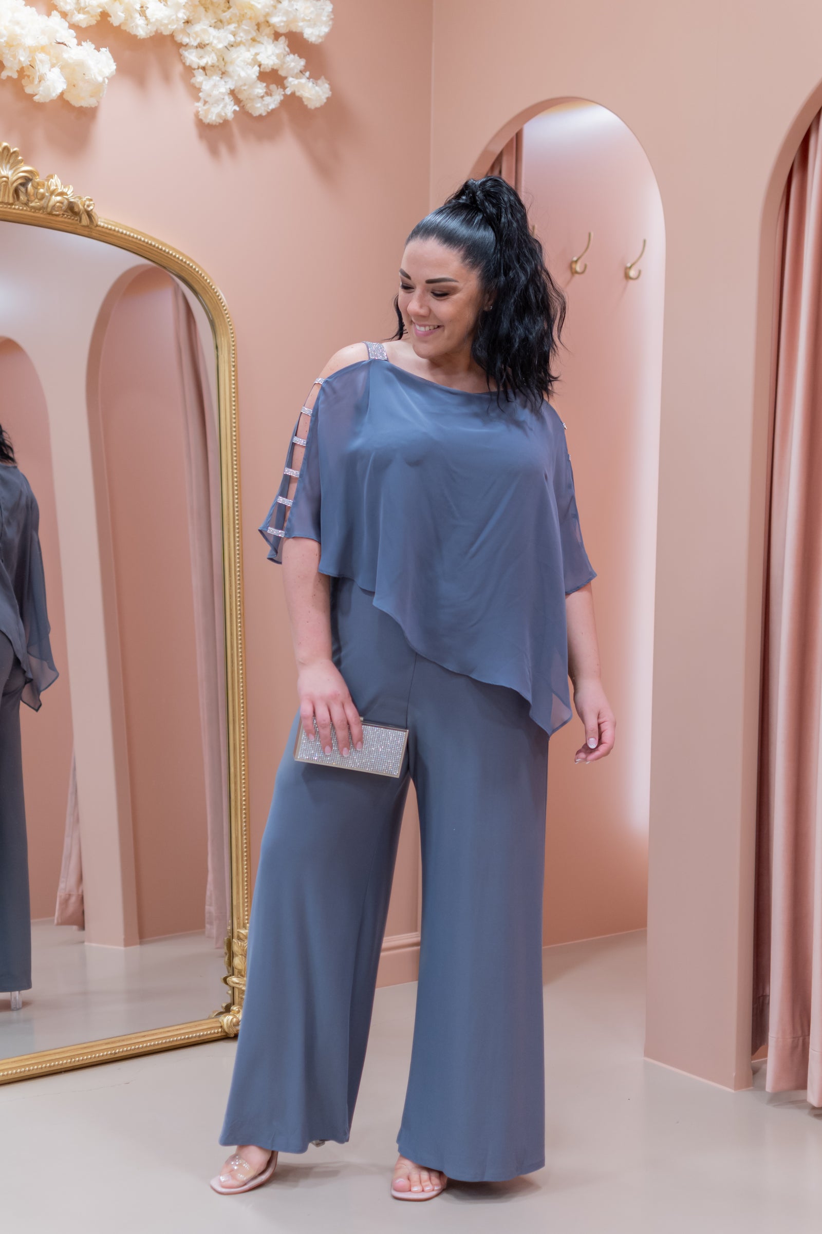 Flatter Me Pant Set - Silver & Grey