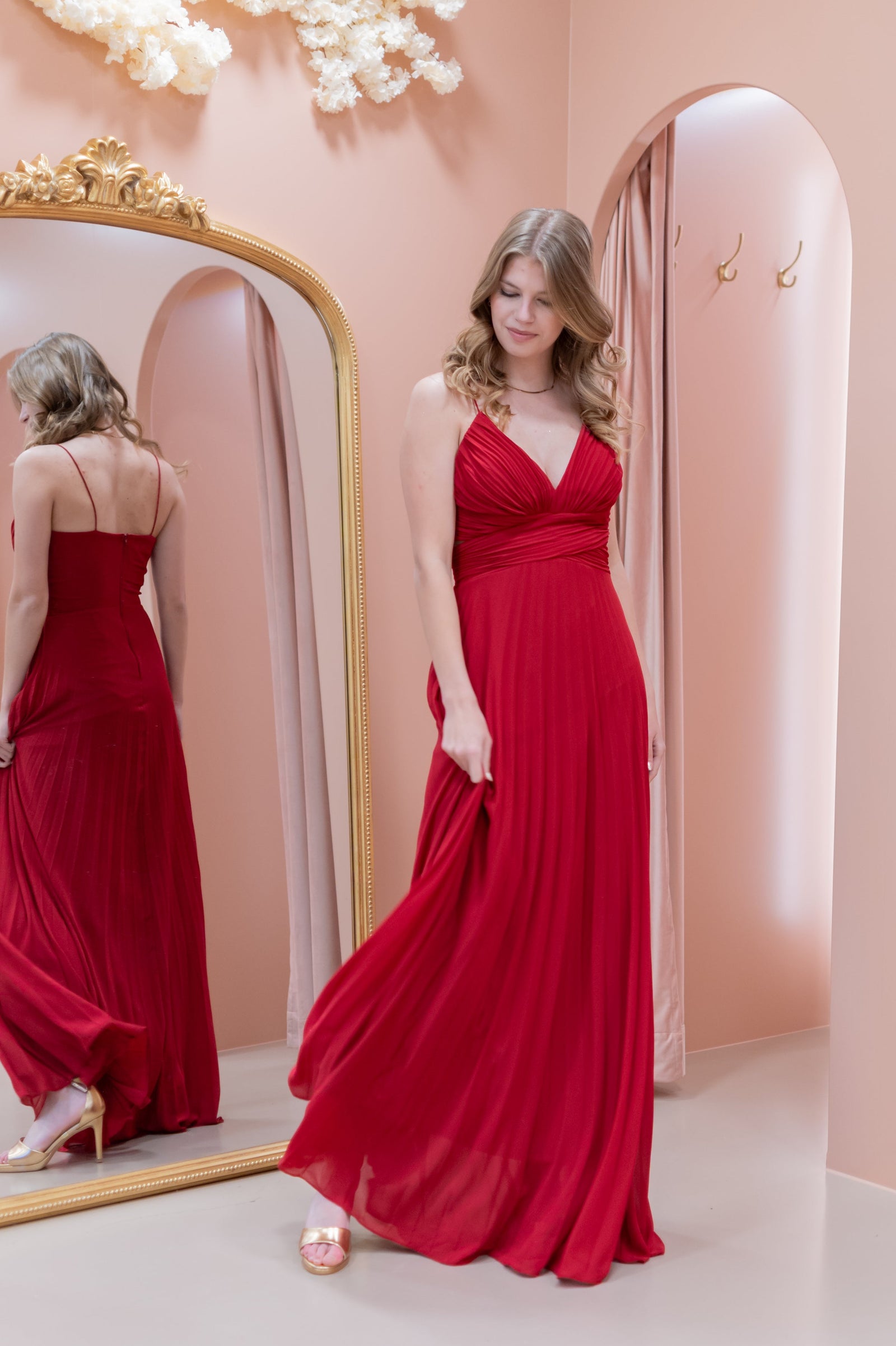 Plissé Dress - Cherry Red