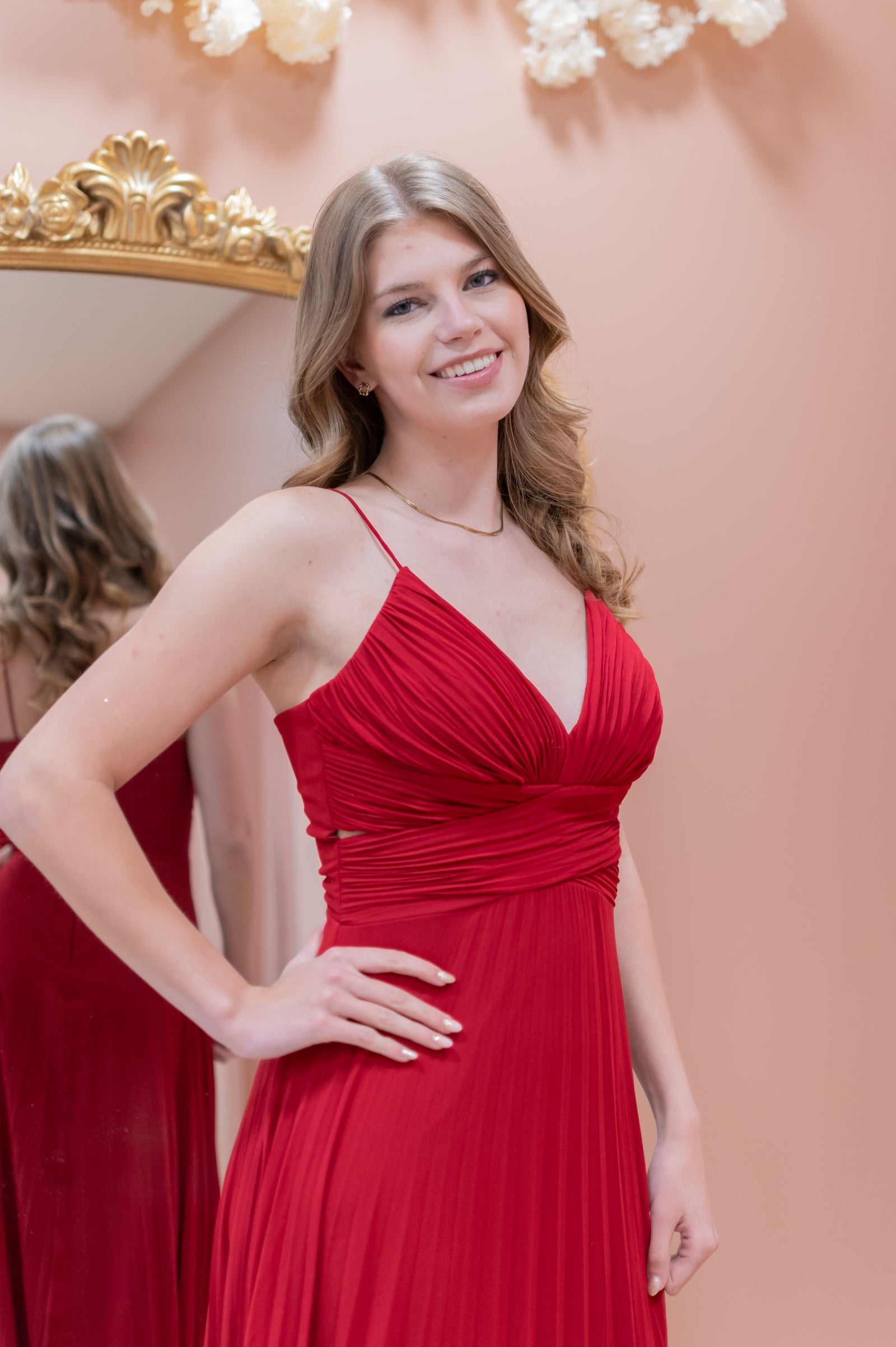 Plissé Dress - Cherry Red