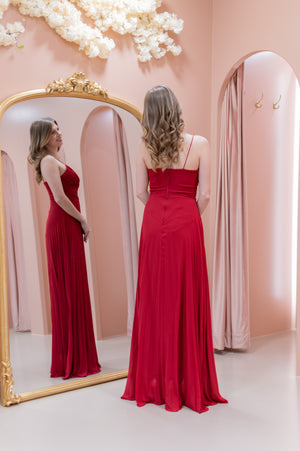 Plissé Dress - Cherry Red