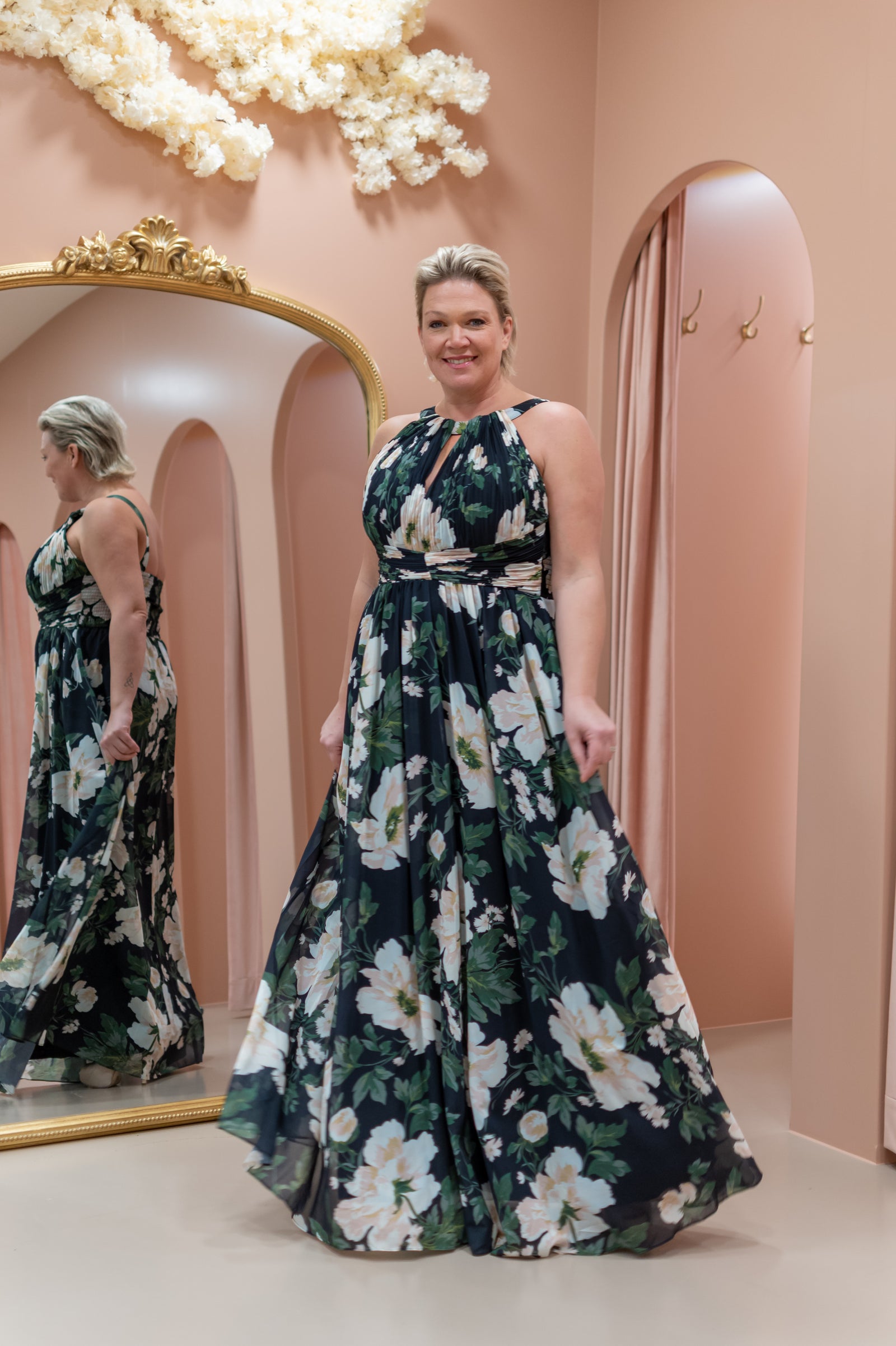 Meadow Dress -Black Green Flower