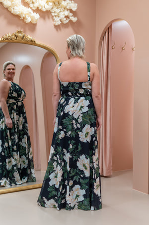 Meadow Dress -Black Green Flower