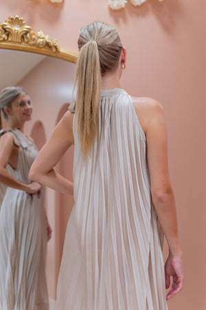 Pleats Dress - Champagne Beige