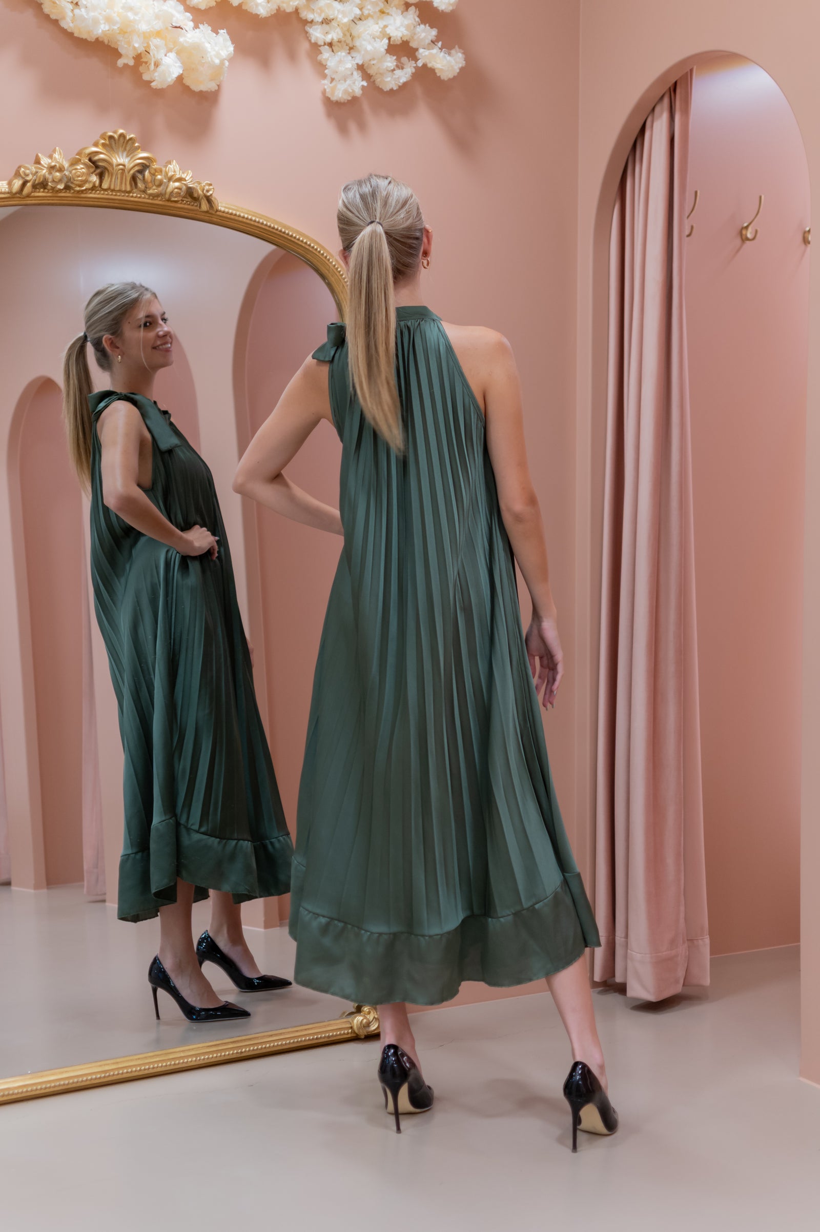 Pleats Dress - Classy Khaki