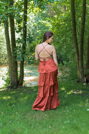 Waterfall Maxi Dress - Rusty Orange