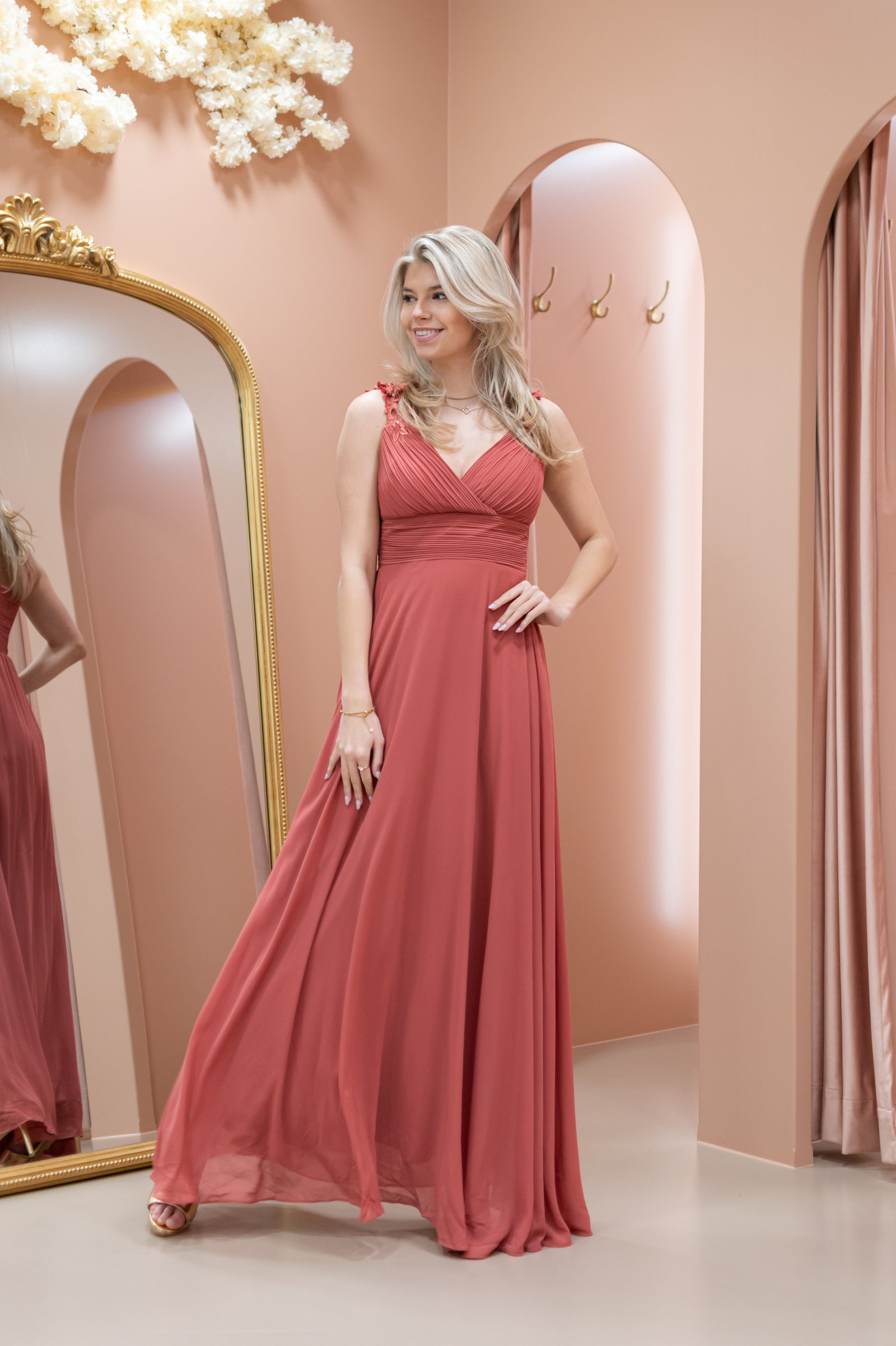 Catch The Bouquet Dress - Terracotta Pink