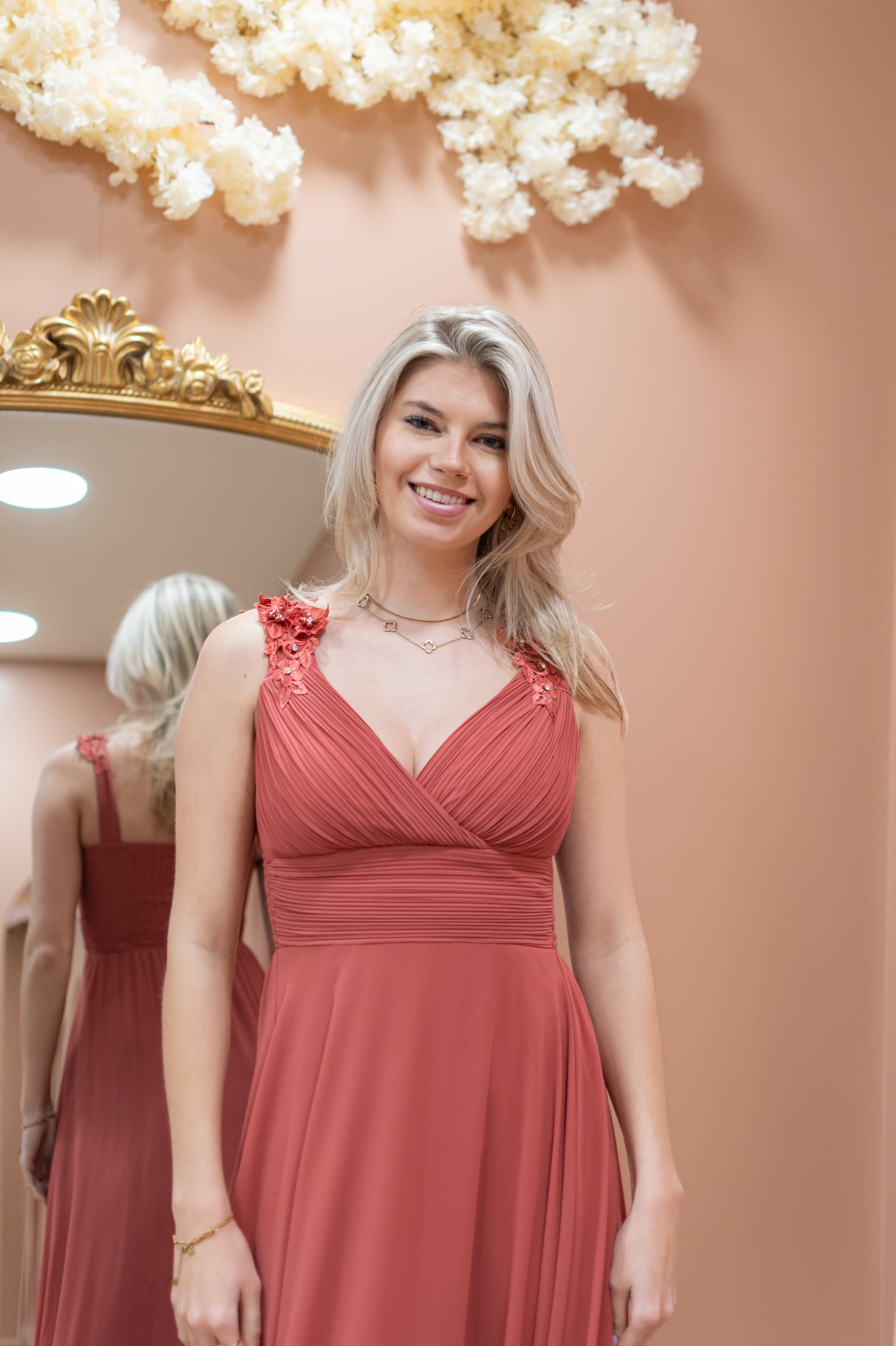 Catch The Bouquet Dress - Terracotta Pink