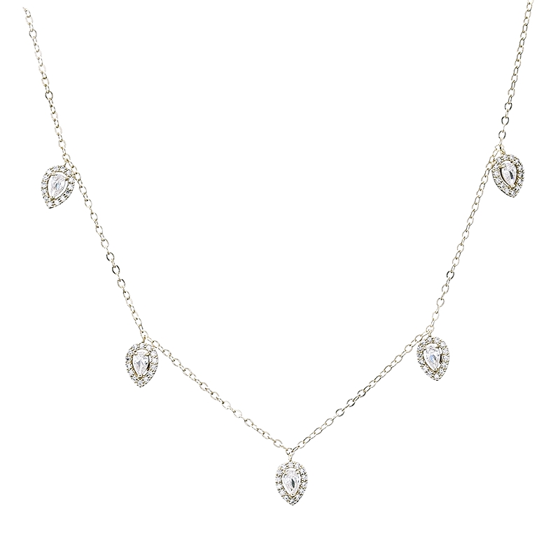 Droplet Necklace - Silver Zirconia