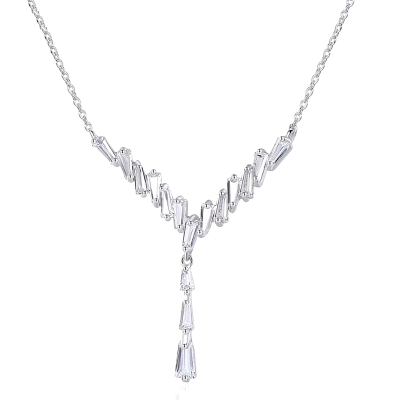 Art Deco Necklace - Silver Zirconia