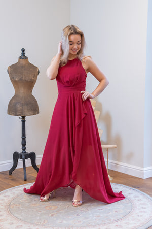 Cascade Dress - Cerise Red