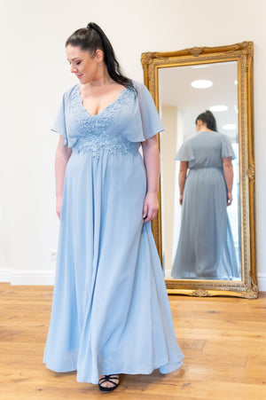 Rose Garden Dress Queen Size - Pastel Grey-Blue