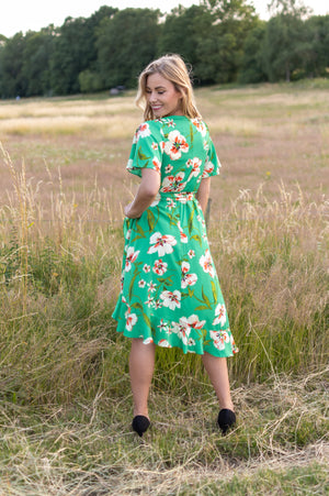The Perfect Asymmetric Dress - Green Flower