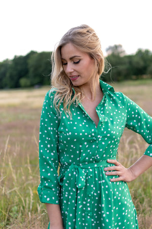 The Perfect Shirt Dress - Green Dot