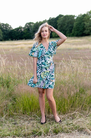 Butterfly Dress - White & Green (alleen online te koop, niet in de winkel)