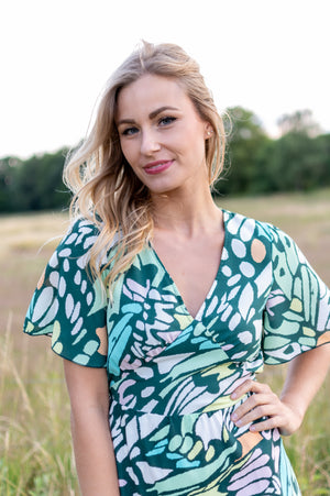 Butterfly Dress - White & Green (alleen online te koop, niet in de winkel)