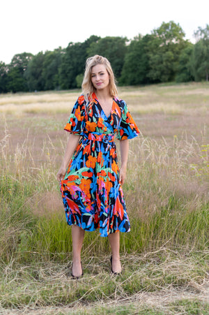 Vintage Charm Dress - Black & Orange (alleen online te koop, niet in de winkel)