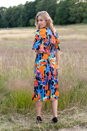 Vintage Charm Dress - Black & Orange (alleen online te koop, niet in de winkel)