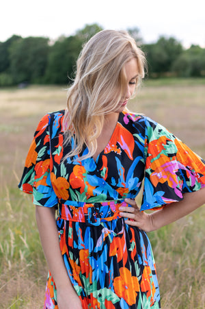 Vintage Charm Dress - Black & Orange (alleen online te koop, niet in de winkel)