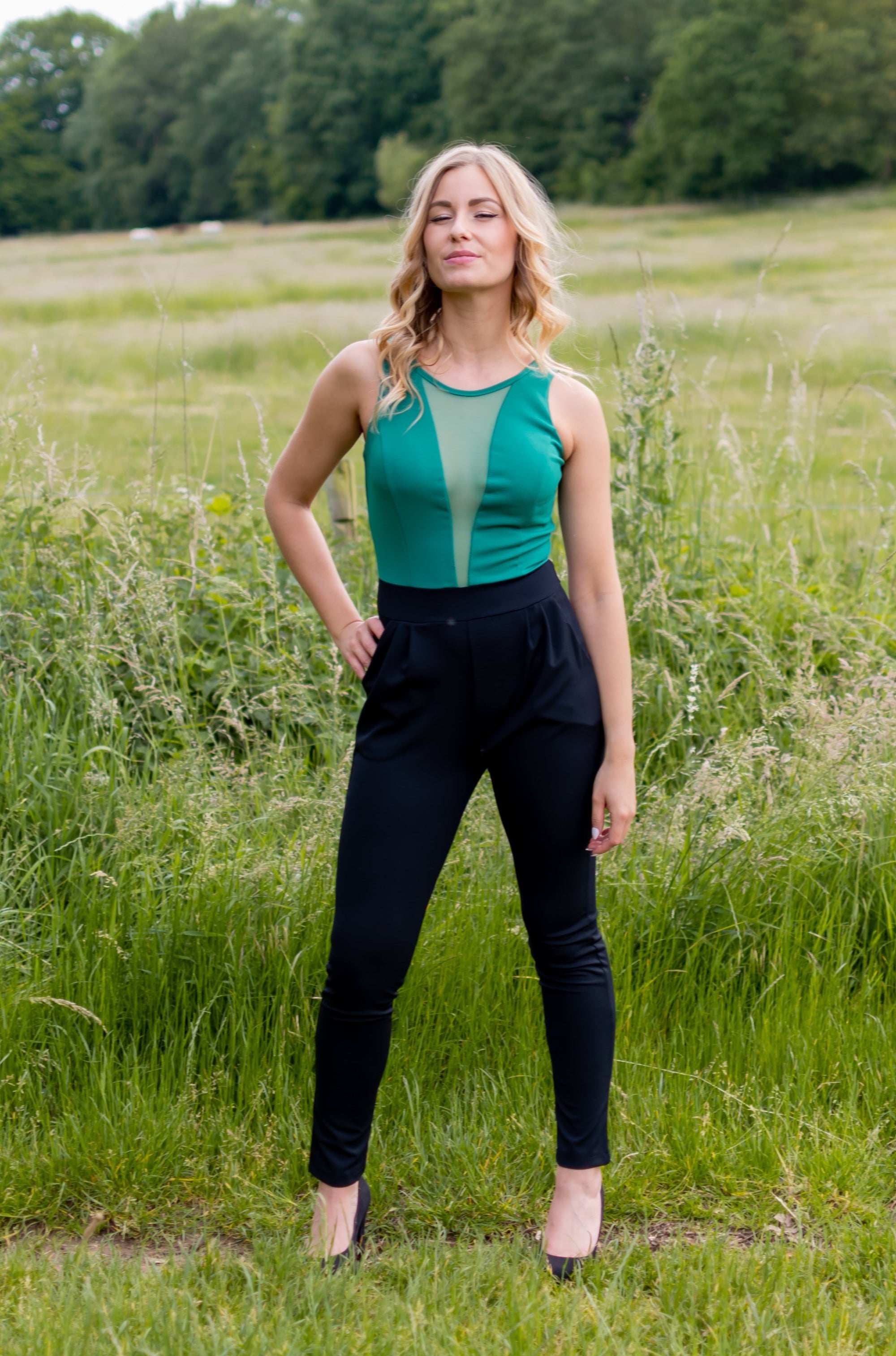 Sheer Jumpsuit - Black & Green (alleen online te koop, niet in de winkel)