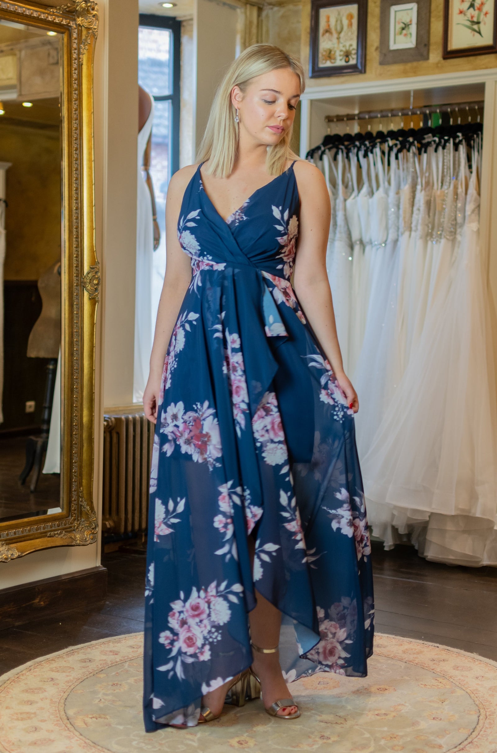 Wild Flower Dress - Navy & Big Flowers