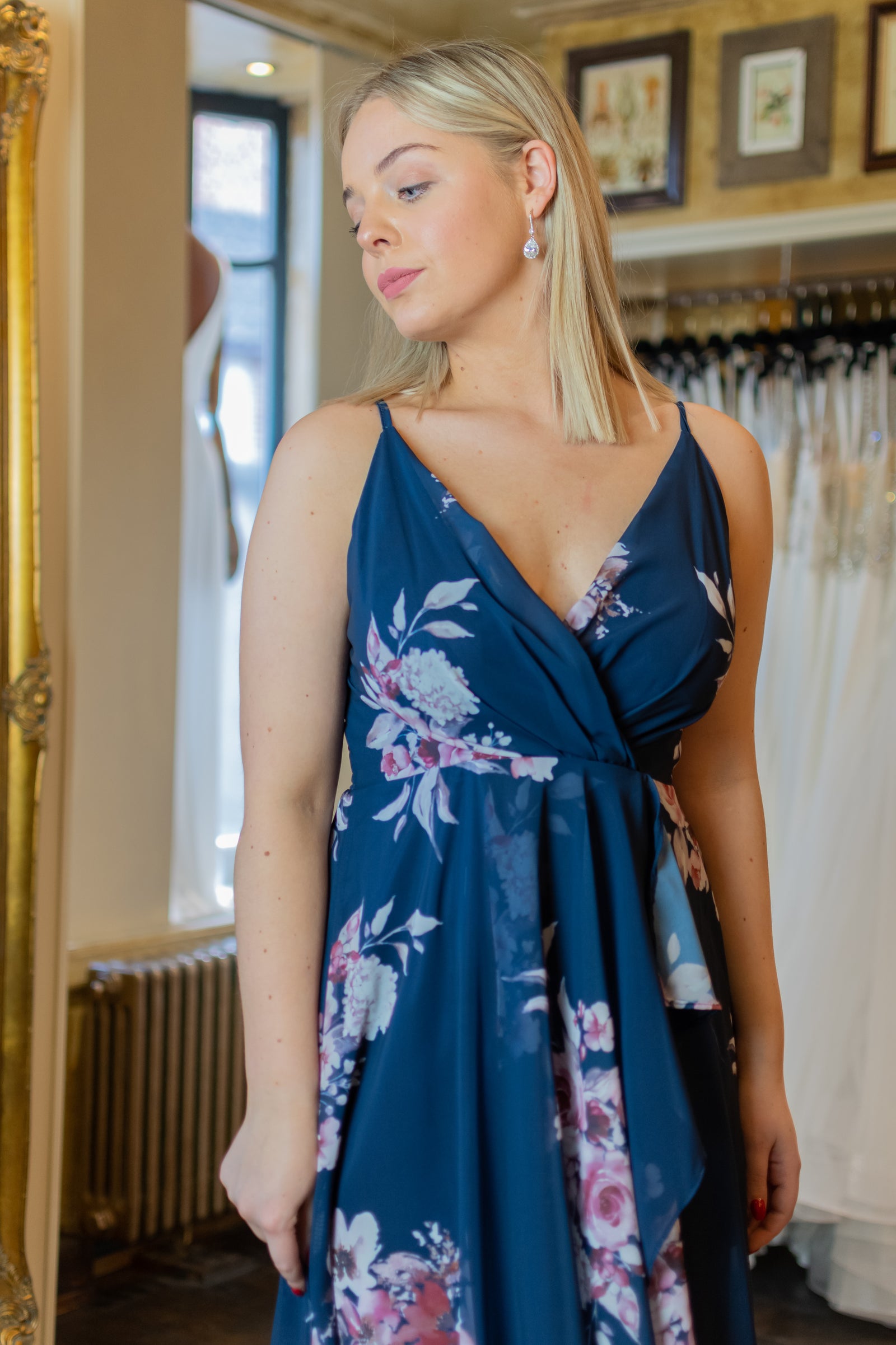 Wild Flower Dress - Navy & Big Flowers