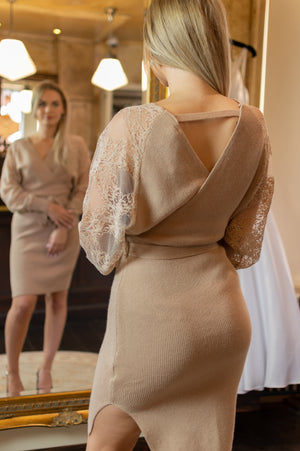 A Hint Of Lace Dress - Classy Beige