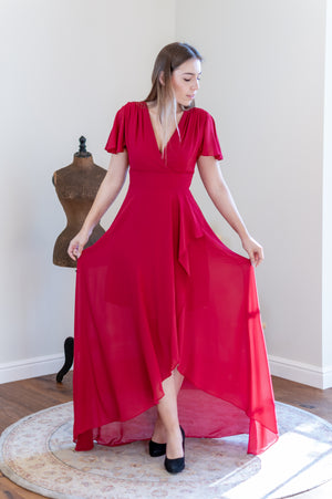 Waterfall Dress Queen Size - Cerise Red