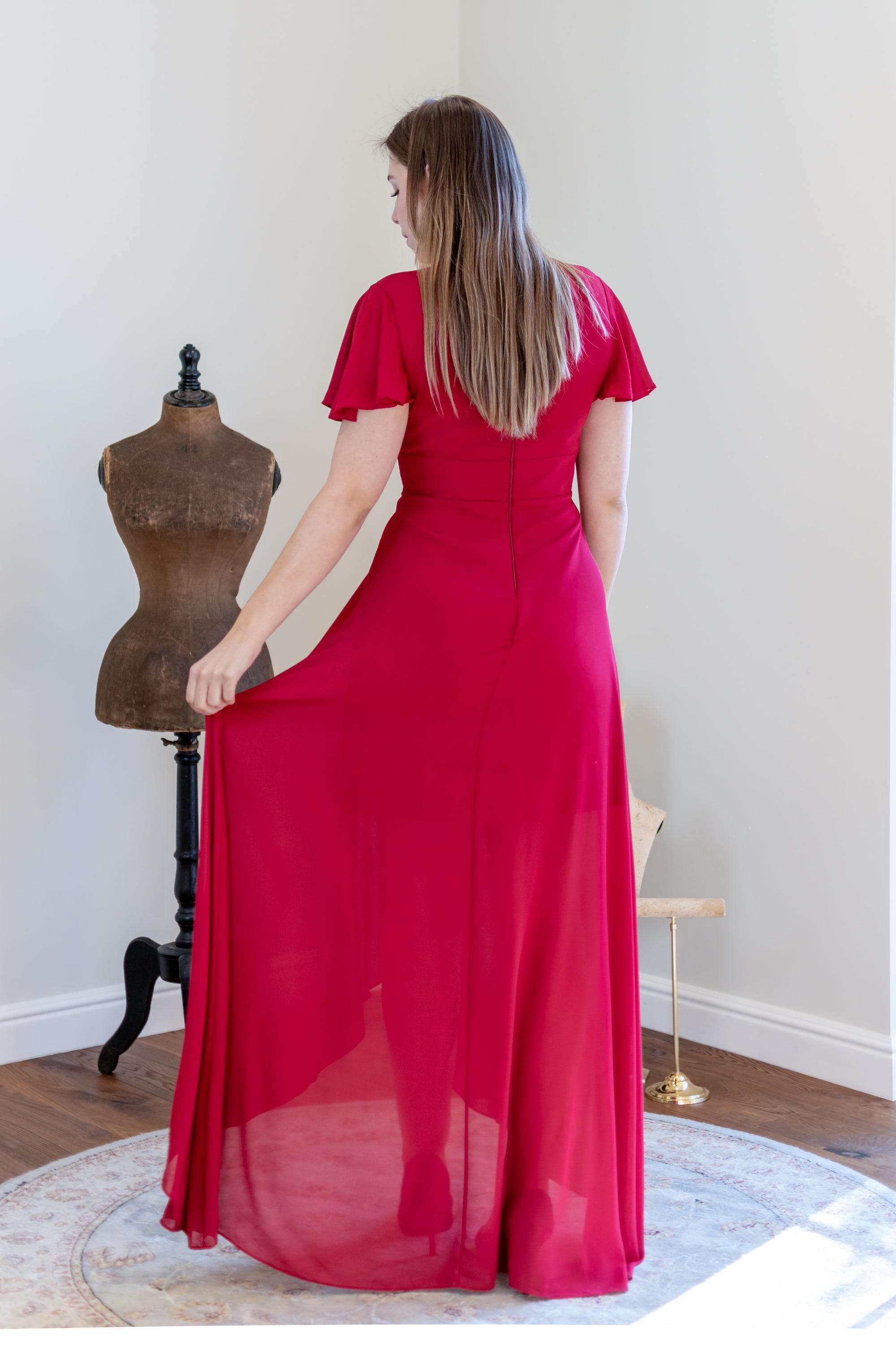 Waterfall Dress Queen Size - Cerise Red