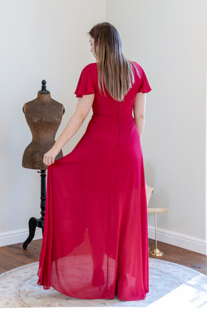 Waterfall Dress Queen Size - Cerise Red