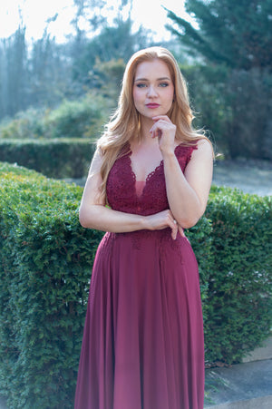 Romantic Lace Dress - Bordeaux