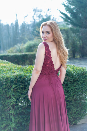Romantic Lace Dress - Bordeaux