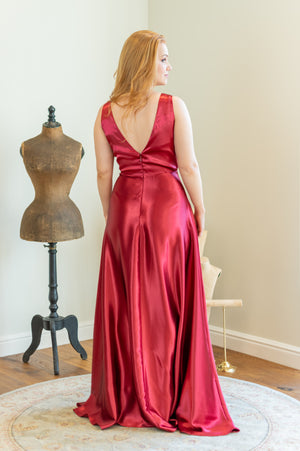 Satin Queen Size Dress - Bordeaux