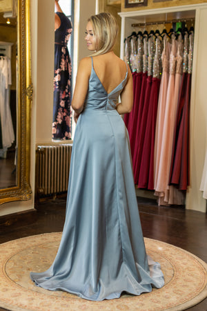 Satin Crush Dress - Pastel Blue