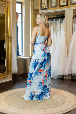 Pretty Perfect Dress - White & Blue