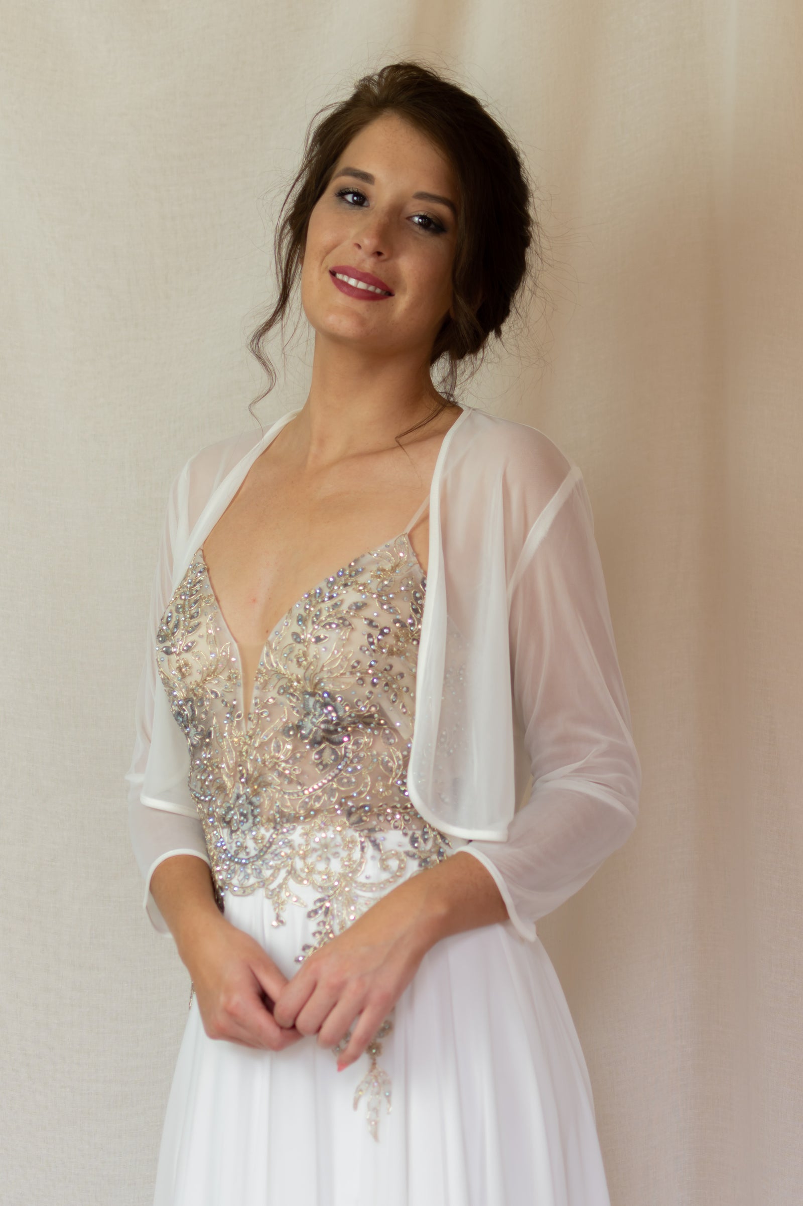 Bolero Chiffon - Ivoor/ Navy/ Zilver